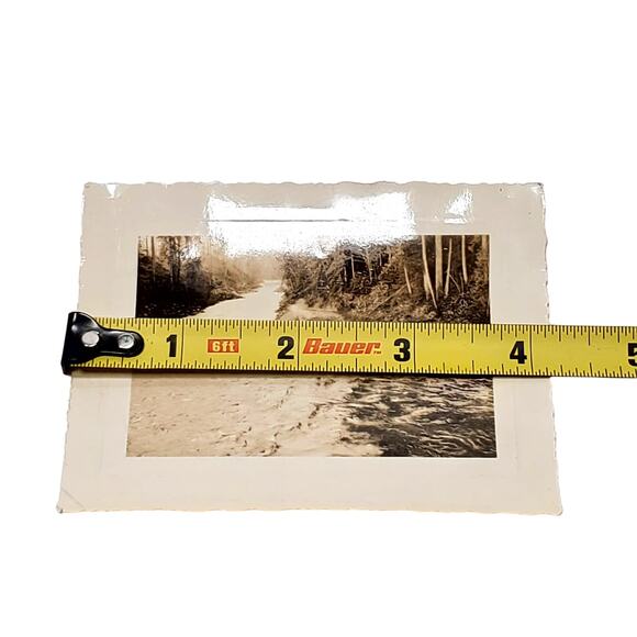 Vtg B&W Original Photo Found 1940s Beautiful Running River Forest Trees Snapshot - Picture 4 of 4